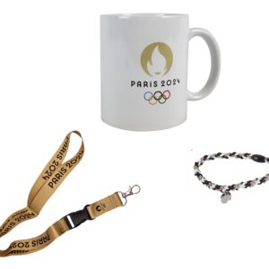 PARIS 2024 Tasse mit Halsband und Armband - offizielle Olympische und Paralympische Spiele-Collektion - Perfect für Samm