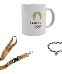 PARIS 2024 Tasse mit Halsband und Armband - offizielle Olympische und Paralympische Spiele-Collektion - Perfect für Samm