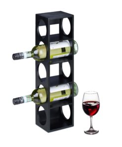 Relaxdays stehender Weinflaschenhalter für 5 Flaschen, Bambus, 53 x 14 x 12 cm, schwarz