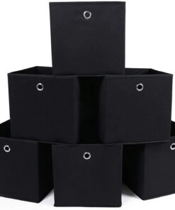 SONGMICS Faltbox, faltbarer Organizer, 30 x 30 x 30 cm, Schwarz, ideal für Büros und Hochschulen, maximale Speicherkapaz