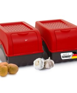 Novaliv Kartoffel Aufbewahrungsbox 2x 5L ROT | Freshhaltung für Ihre Kartoffeln und Zwiebeln | Stapelbar Kartoffelkorb