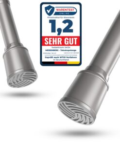 MEISENBERG Teleskopstange 220-270cm Grau Ø32mm ohne Bohren - Multifunktionale Klemmstange für Bäder & Balkon