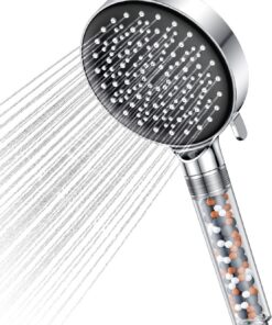 YEAUPE Wassersparender Duschkopf mit Filter 7,5L/Min Handbrause Sparduschkopf Hartes Wasser Chrom