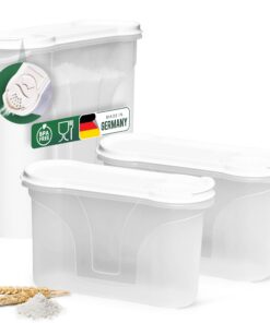 Novaliv 3er SPARSET Vorratsdosen zum Streuen - Für Küche und Meal-Prep - 2,4l + 1,3l + 1,3l Dosen mit Deckel - Schüttdos