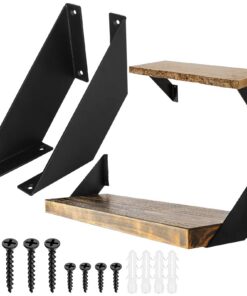 Schwarz Metall Regelrahmen für Bücherregale 2 Stück 15 cm Schwerlastwinkel mit Schrauben | Metall Regalhalterung Schwar