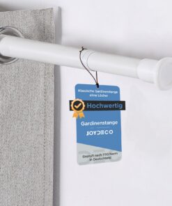 Joydeco Gardinenstange ohne Bohren 410-460cm - Multifunktionale Klemm-Teleskopstange Matt Weiß für Dusche, Vorhänge & Ba
