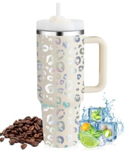 PRAOAHEI 40oz Doppelwandiger Edelstahl Thermobecher mit Strohhalm und Henkel für Zuhause und Reisen, Vakuum Isolation fü