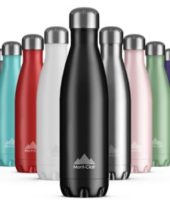 Mont-Clair Edelstahl Trinkflasche 500ml - 24h Kalt & 12h Warm - BPA-frei Auslaufsicher Schwarz