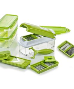 Genius Nicer Dicer Smart (14 tlg.) Kiwi - Multifunktionaler Gemüseschneider für Würfel, Scheiben & Streifen - Ideal für
