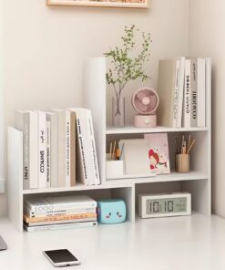 AUSHOPLAH Weißer Schreibtisch-Organizer-Regal-E70 für Bücherei und Büro