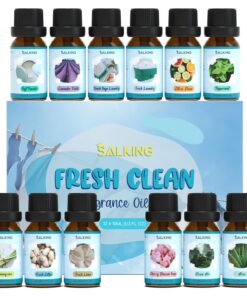 SALKING Sauber Ätherische Öle Set, 12x10mL Duftöl für Diffuser, Zitronengras und Frische Baumpflanzen,.radianschende Luf