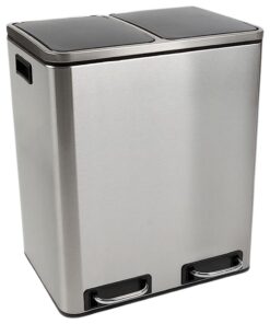 KARAT Mülleimer Küche 2×15L Edelstahl | Soft-Close & Luftdichte Treteimer, Felix-Klasse – 2-Fach Mülltrennsystem