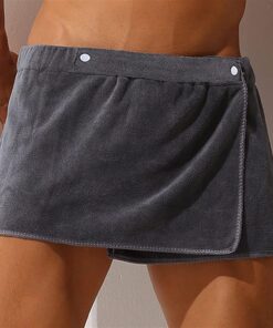 YumSur Herren Saunakilt - schnelltrocknende Mikrofaser mit Klettverschluss für Sauna (Short)