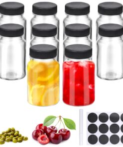 10 Stück Kleinvasen zum Befüllen, Shotflaschen mit Deckel, 60ml Breiter Mund Glasvasen für Schnaps Saft Soße, Mehrweg M