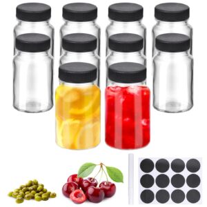 10 Stück Kleinvasen zum Befüllen, Shotflaschen mit Deckel, 60ml Breiter Mund Glasvasen für Schnaps Saft Soße, Mehrweg M