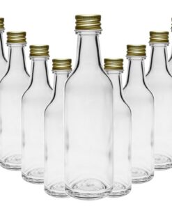 Glasflaschen Set Gold Schraubverschluss 100er 50ml – Ideal für eigenes Öl Saft Likör