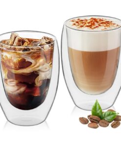 MumdoYAL Doppelwandige Latte Macchiato Gläser für schmackhafteren Kaffee im Büro und Zuhause (2 * 350ml) MumdoYAL Dopp