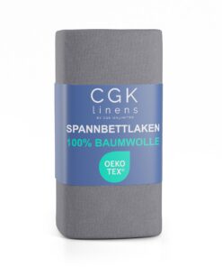 Spannbettlaken 180x200 cm - 100% Baumwolle, kühlend & weich, Oeko-TEX Zertifiziert - Premium Qualität, Dunkelgrau für So