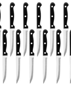 Joyfair Edelstahl Steakmesser Set für Restaurant und Haus | Edelstahl Gezacktes Steakbesteck von Joyfair, 12 Stück | Ro