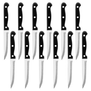 Joyfair Edelstahl Steakmesser Set für Restaurant und Haus | Edelstahl Gezacktes Steakbesteck von Joyfair, 12 Stück | Ro