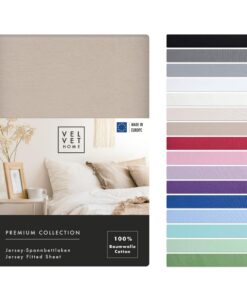 VelvetHome Spannbettlaken 100% gekämmte BaumwollePremium Qualität Cappuccino Farbe Oeko-Tex Standard 100