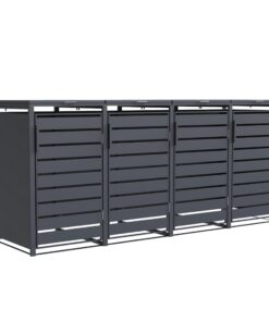 Valto Mülltonnenbox 4er mit Lamellendesign und Gasdruckdämpfer für Hausnutzer | Valto 4er Mülltonnenbox mit Lamellendes