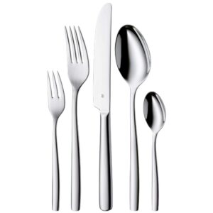 WMF Palma Besteck Set 12 Personen, spülmaschinenfest, Edelstahl, Monobloc-Messer, glänzend, ideal für Familiengesellscha