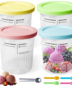 Creami Behälter für Ninja Creami Eismaschine - 4er-Set - Auslaufsicher - Rosa, Grün, Gelb, Blau - Tubs Zubehör