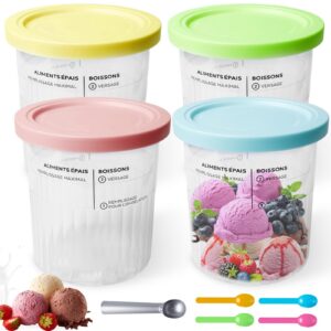 Creami Behälter für Ninja Creami Eismaschine - 4er-Set - Auslaufsicher - Rosa, Grün, Gelb, Blau - Tubs Zubehör