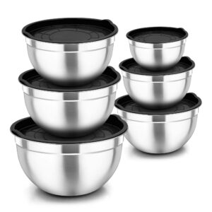 Joyfair Rührschüssel 6er Set, Edelstahl, ideal für Familien - Speisezubereitung & Servieren, luftdicht, stapelbar & Spül
