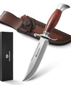 Outdoor-Survival-Messer Feststehende-Klinge-Geschenkbox-26cm-Lederscheide