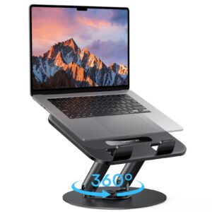 OMOTON Laptop Ständer Kollaboratives Arbeiten 360° Drehbar Robuste Metallbasis Ergonomisch Schwarz