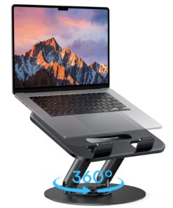 OMOTON Laptop Ständer Kollaboratives Arbeiten 360° Drehbar Robuste Metallbasis Ergonomisch Schwarz