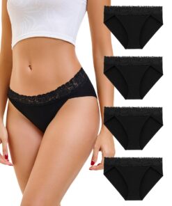 INNERSY Baumwolle Spitzen Unterwäsche Damen Hohes Bein Slip 4er Pack | INNERSY Damen Unterhosen OEKO-TEX STANDARD 100 S