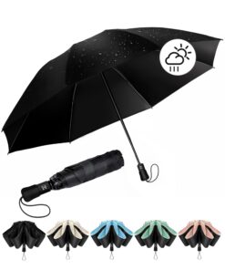 Chakipee Regenschirm Groß Sturmfest Kompakter Reise für Damen und Herren - Automatik Auf und Zu Taschenschirm Tragbarer