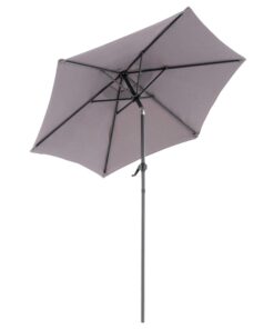 Nexos Trading grauer Stahl-Sonnenschirm Ø 2m UV-Schutz UPF 50+ für Garten mit Kurbel-Knickgestell und Anthrazit-Schirmst