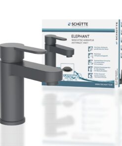 SCHÜTTE ELEPHANT Waschtischarmatur Anthrazit matt, elegant mit Pop-Up-Exzenter fürs Badezimmer, 34214 SCHÜTTE ELEPHANT