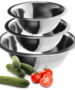 com-four® 3-teiliges Edelstahlschüssel-Set -Ideal für Küche und Schnackservierung - Backen, Salatício und Kochen (3 Stüc