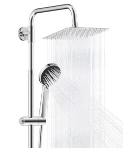 Hibbent 3-Modus-Regendusche ohne Armatur, Höhenverstellbar für Badzimmer, Edelstahl-Duschkopf mit Chrom-Umschalter