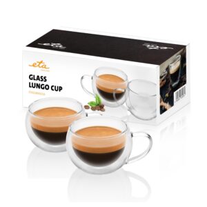 ETA Doppelwandige Kaffeegläser, 160ml, 2 Stück, heiße & kalte Getränke, aus Borosilikatglas, Spülmaschinenfest