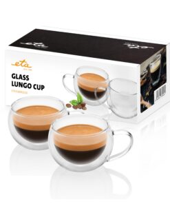 ETA Doppelwandige Kaffeegläser, 160ml, 2 Stück, heiße & kalte Getränke, aus Borosilikatglas, Spülmaschinenfest