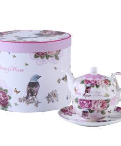 Teekannen Vintage-Stil Rosen Porzellan 1 Person Geschenkbox