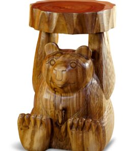 Kinaree Suar Holz Beistelltisch AMI - Akazie Blumenpodest - Massivholz Bärenhocker für Schlichte Zimmerausstattung (AMI