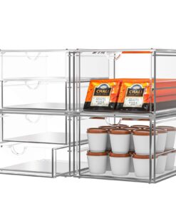 Büro Organizer mit 6-Schubladen für Make-up und Büroartikel | Transparente Acryl Schublade Make-up Organizer, 4er Pack