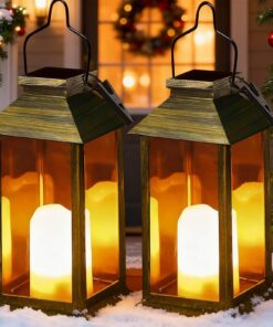 Solarlaterne für Außen 2 Stück Wetterfest | Hängende Solarlampen für Terrasse und Balkon | Wassertätige Kerzenlights So