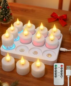 ZAIYW Wiederaufladbare Teelichter Warmweiß Halloween Zimmer Deko Timer und Fernbedienung