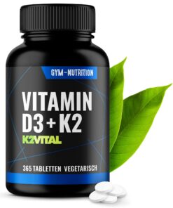 K2VITAL® Vitamin D3 K2 + K2-365 Tabletten - Hochdosiert - Vegan - 365 Tabletten - 99,7+% All-Trans K2-MK7