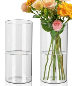 Glaszylinder Vase 20 cm Hoch 2er Set für Kerzen Hochzeit Tischdeko