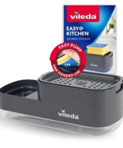 Vileda Pump Spülmittelspender mit Schwammhalter - Praktische 2-in-1-Lösung für die Küche - robustes & langlebiges Design