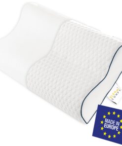 SLEEP COMFY - Premium Visco HWS Nackenkissen, 60x40x14/12cm, Orthopädisches Kissen für Seitenschläfer und Rückenschläfer
